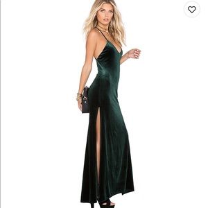 Hunter Green Velvet Maxi Dress